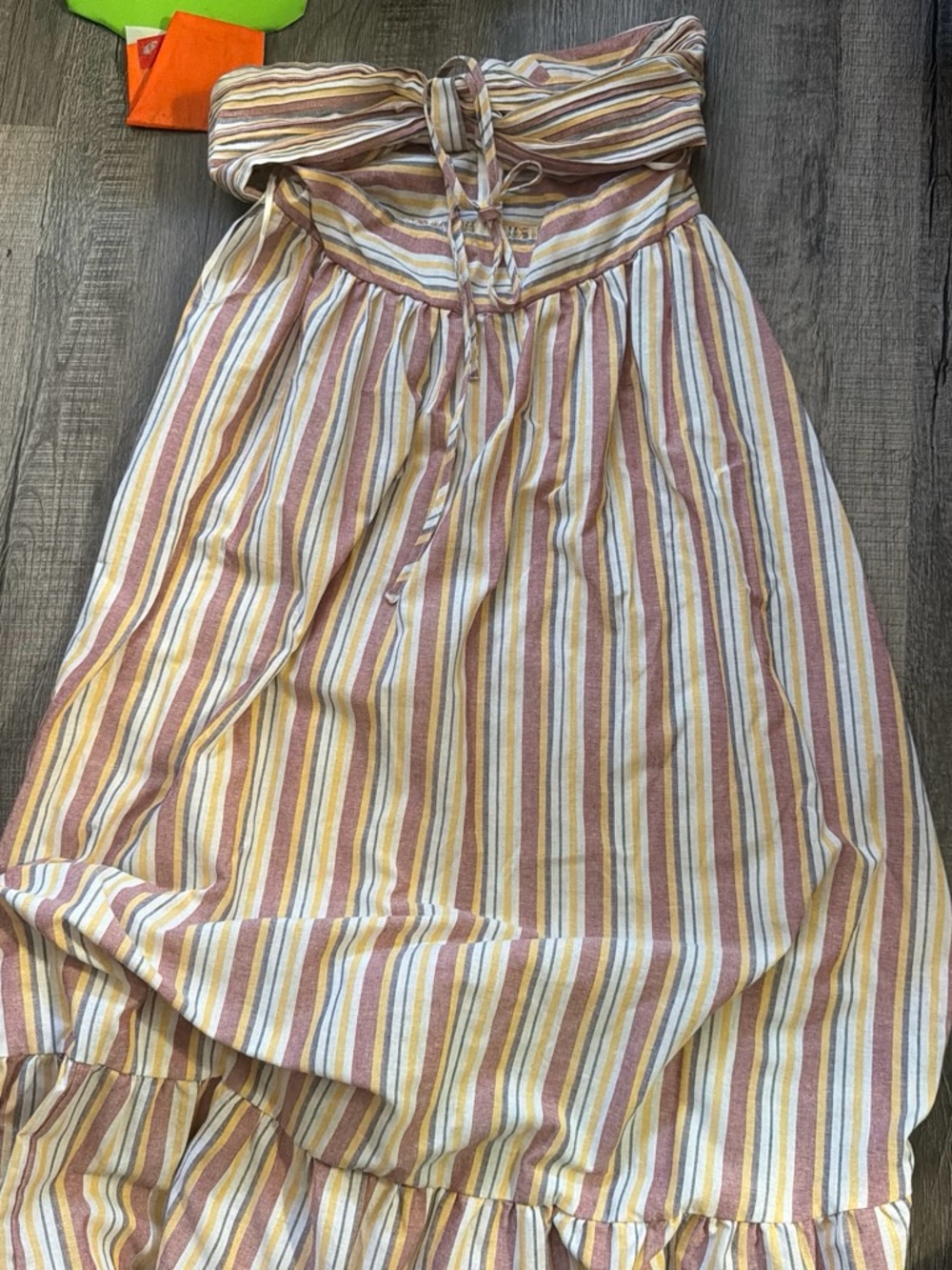 SHEIN Striped Tie-Waist Maxi Dress in Yellow, Pink, Cream and White